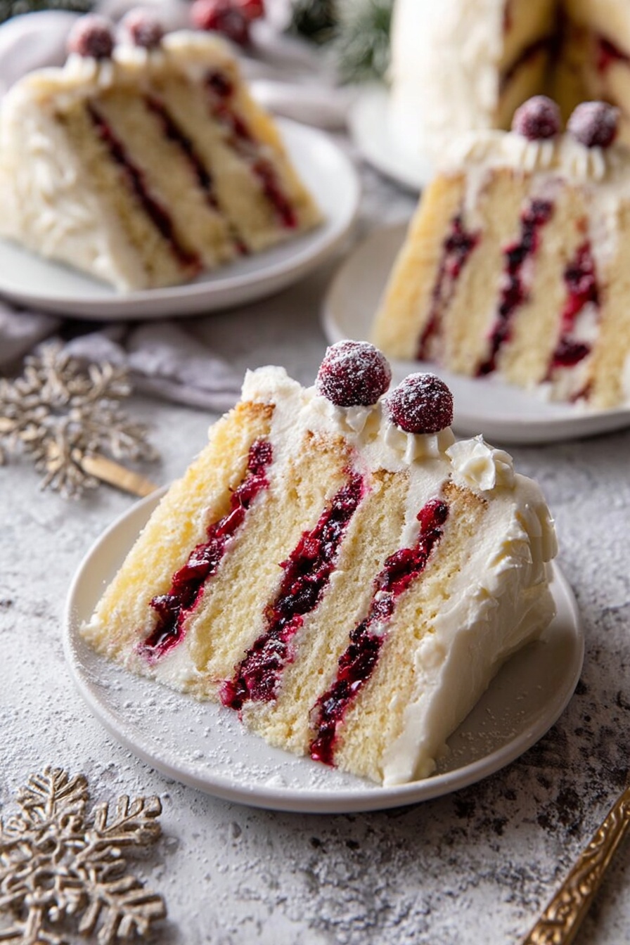 White Cranberry Layer Cake with Cranberry Jam Recipe - Recipe Step