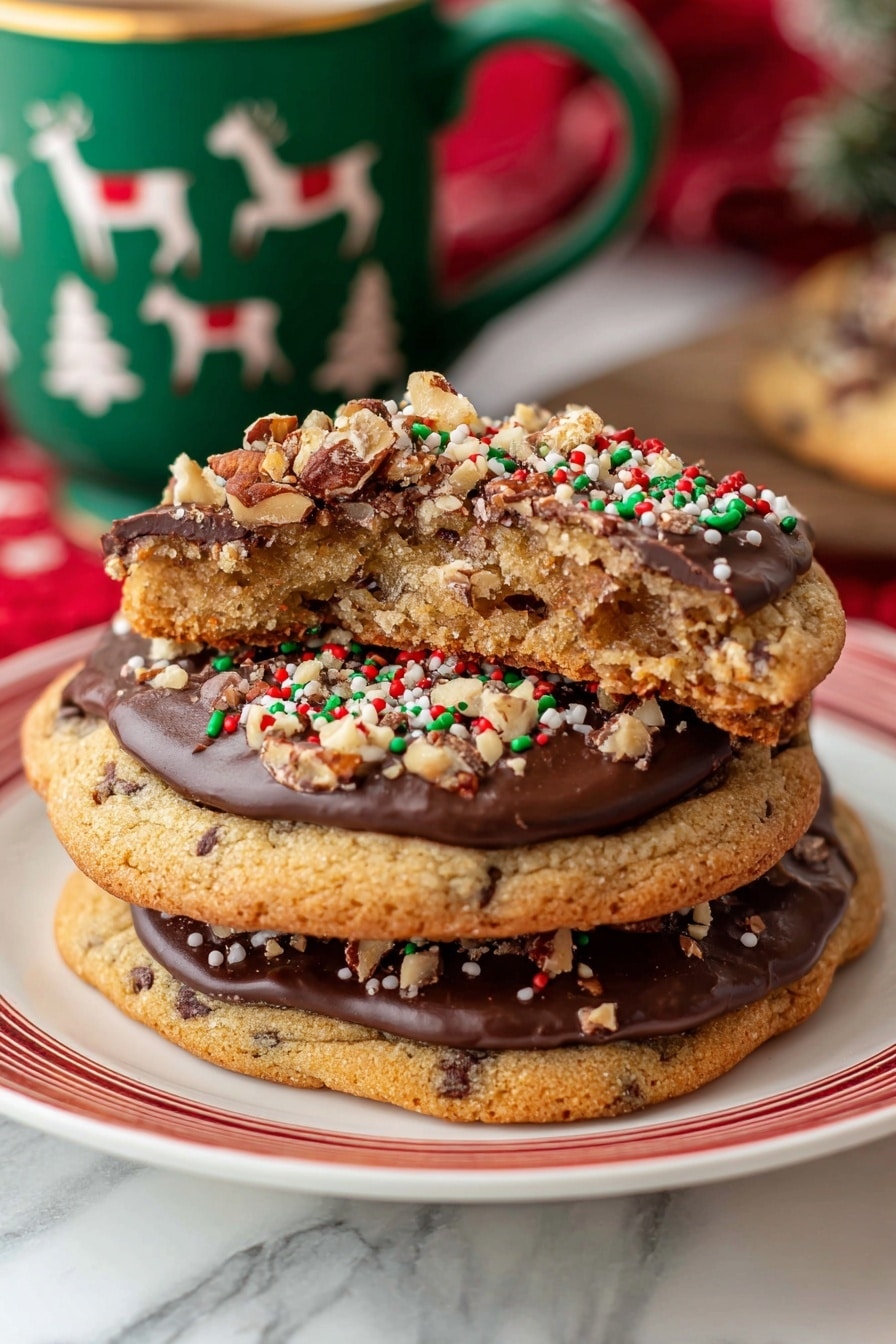 Christmas Crack Cookies with Toffee and Chocolate Recipe - Serving