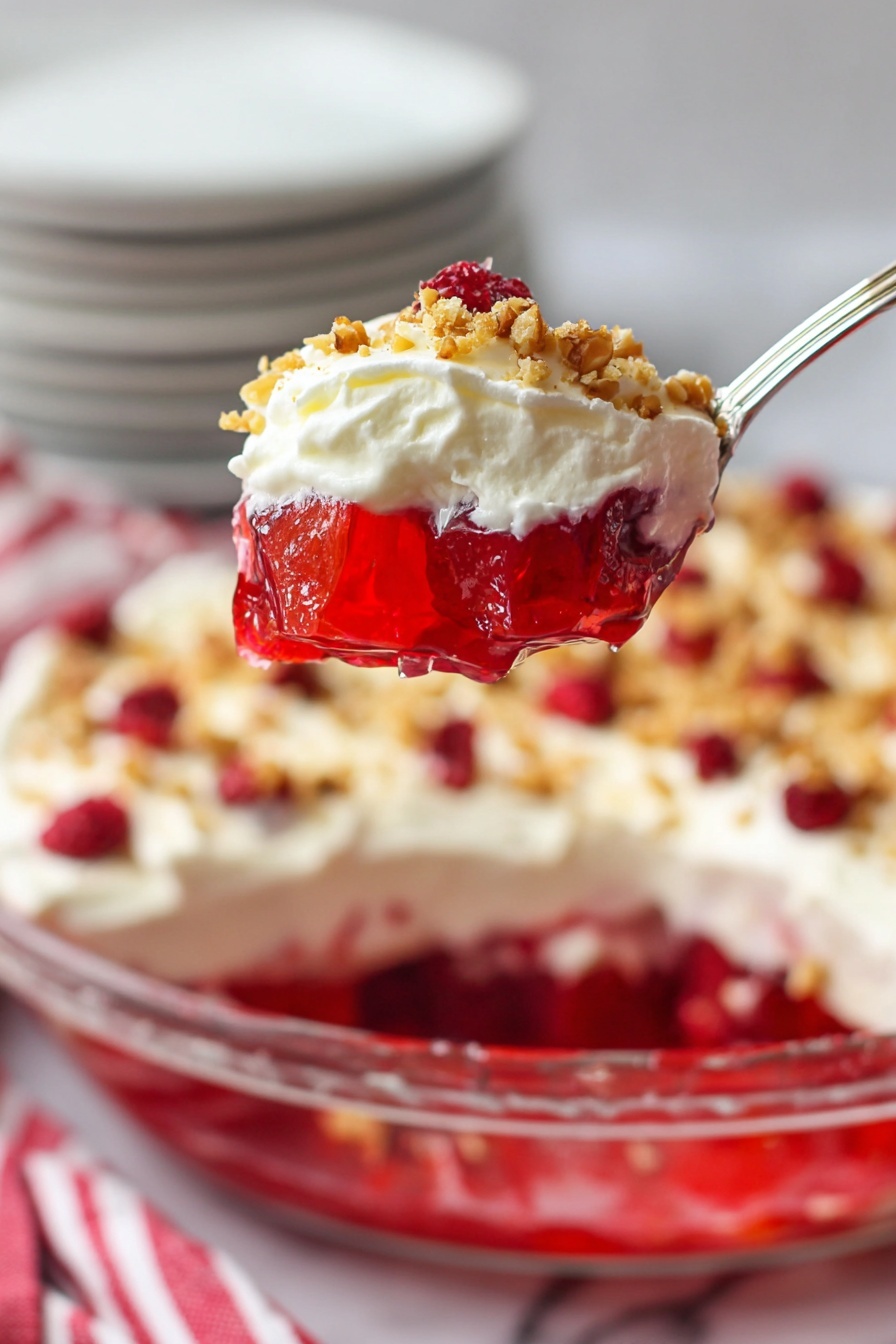Cranberry Jello Salad with Cream Cheese Topping Recipe - Serving