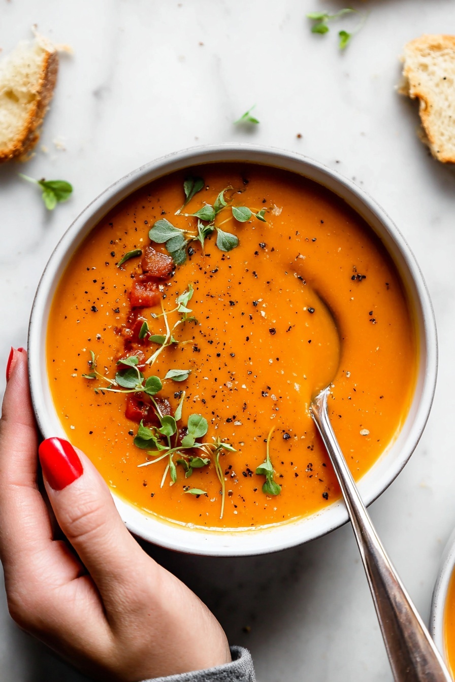 Creamy Roasted Red Pepper Soup Recipe - Serving