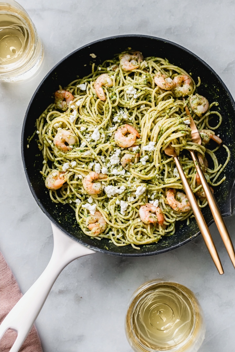 Cilantro Pistachio Pesto Shrimp Pasta Recipe - Recipe Step