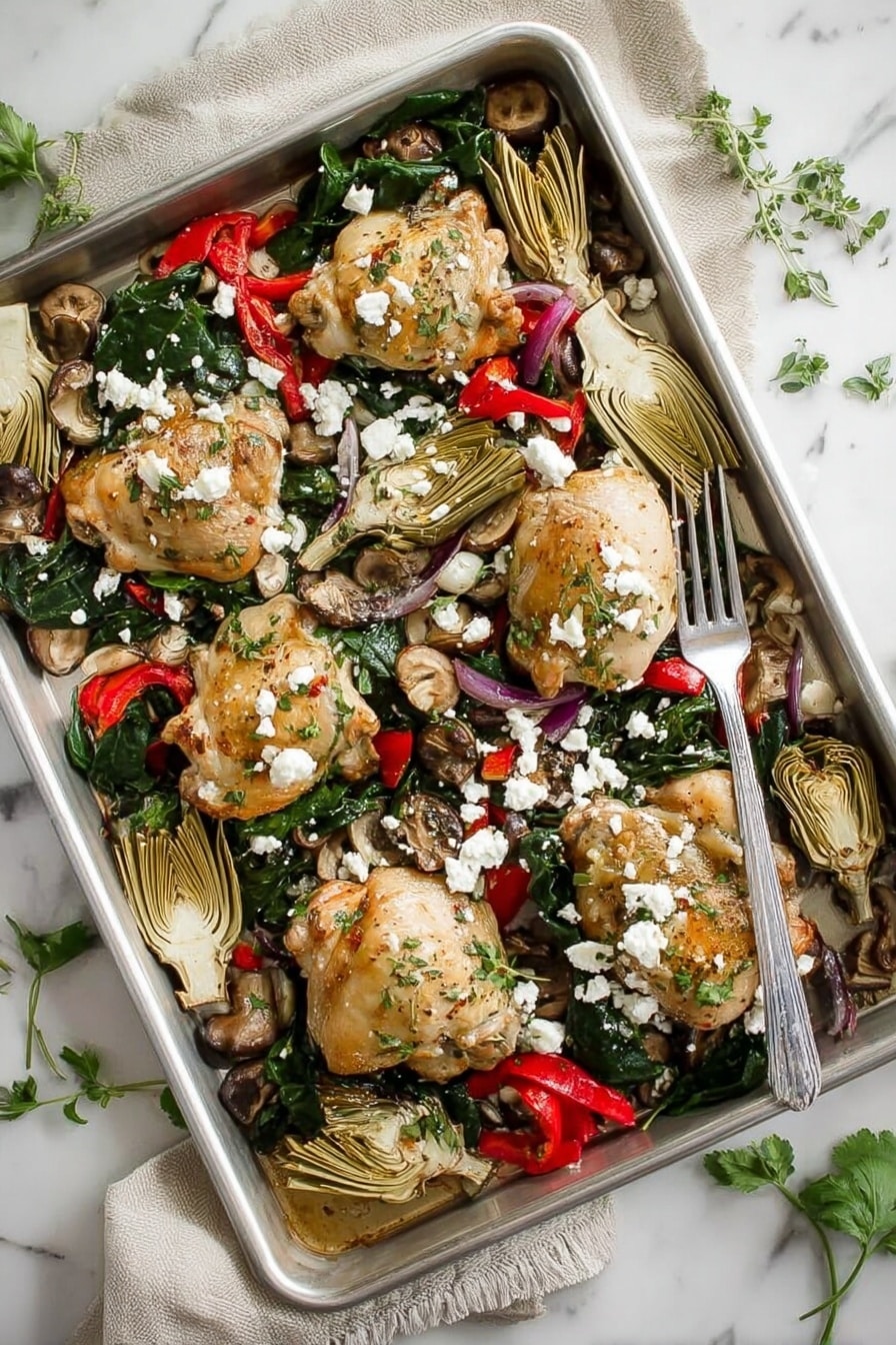Sheet Pan Chicken with Artichokes and Goat Cheese Recipe - Recipe Step