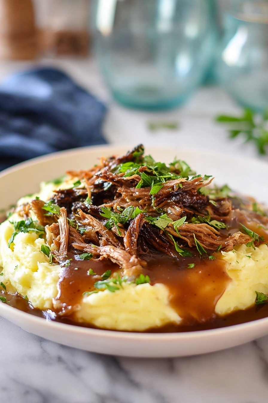 Slow Cooker Roast Beef with Herbs Recipe - Serving