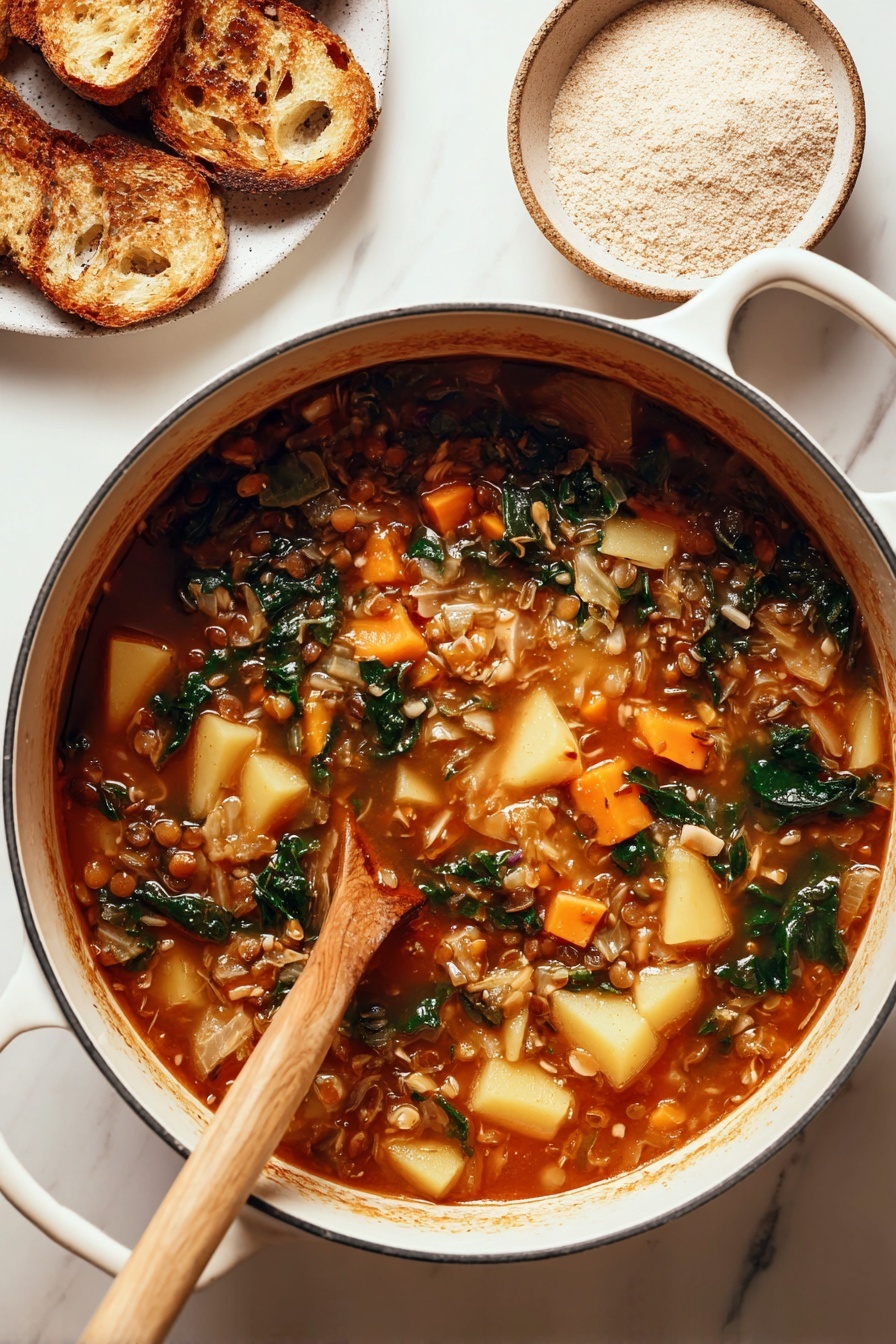 Healthy Cabbage Lentil Soup with Fennel Recipe - Recipe Step