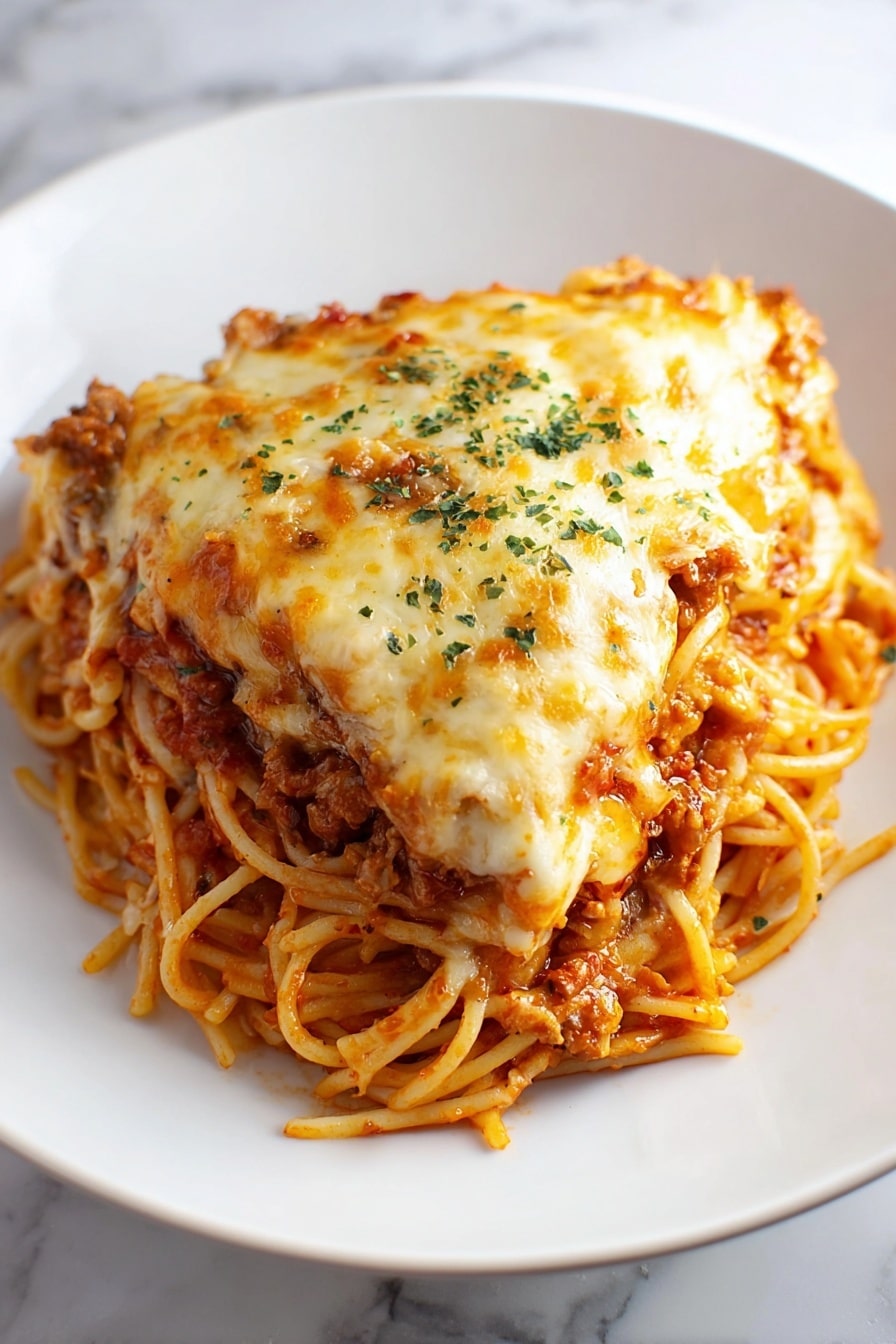 Spaghetti Pie with Meat Sauce and Cheese Recipe - Recipe Step