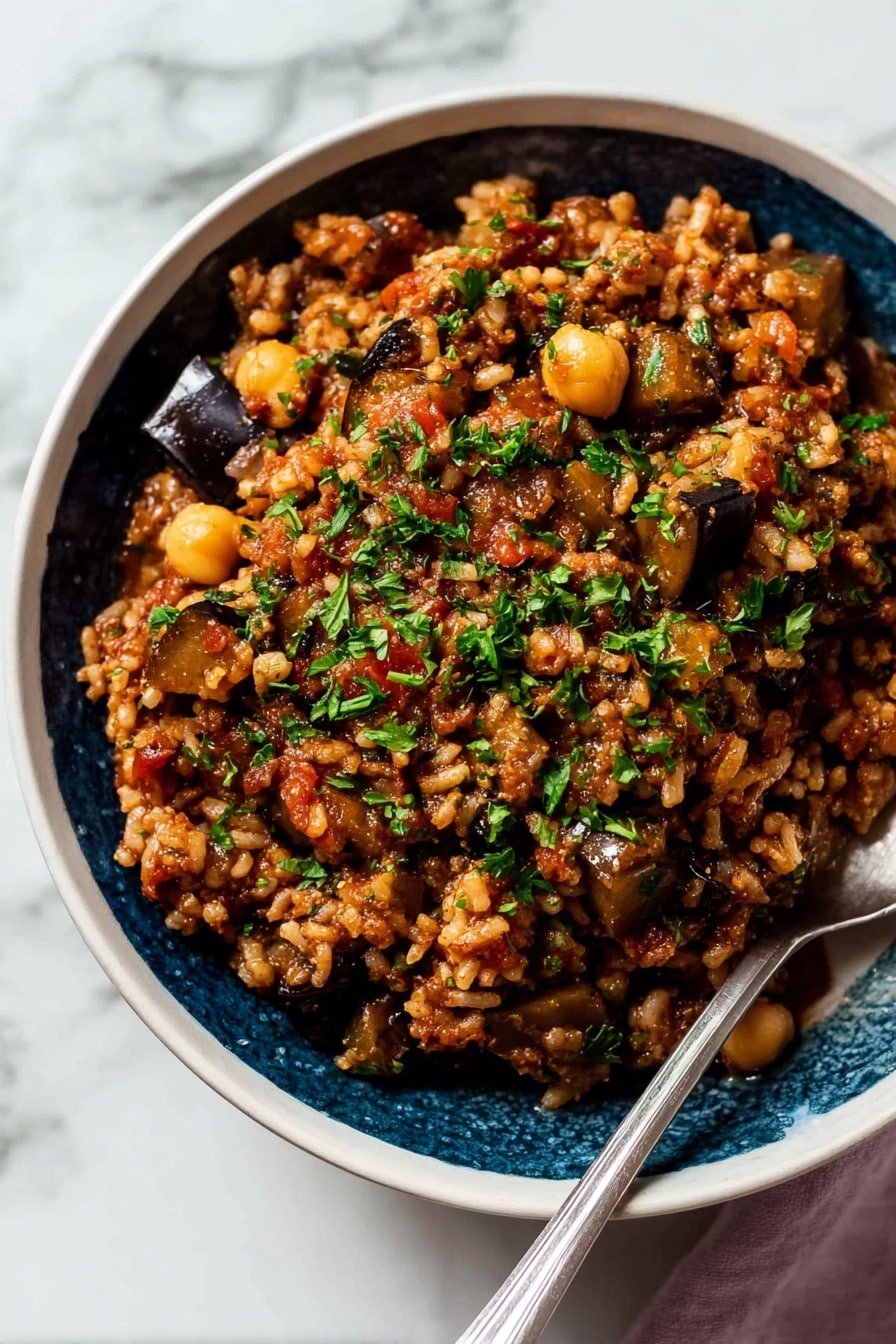 Beef Eggplant Rice Pilaf Recipe - Serving