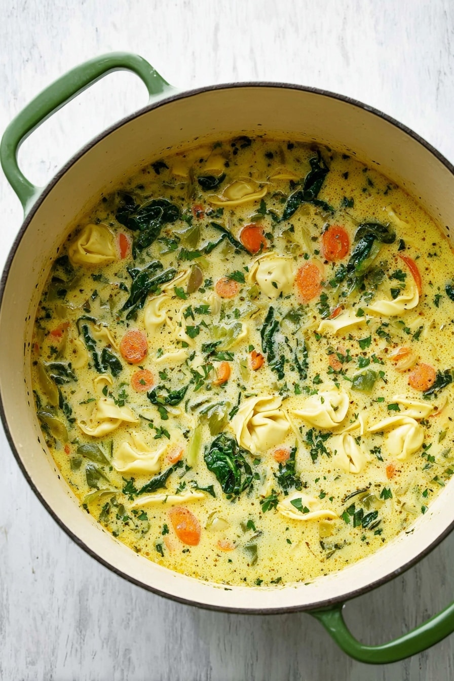 Creamy Chicken Spinach Tortellini Soup Recipe - Recipe Step