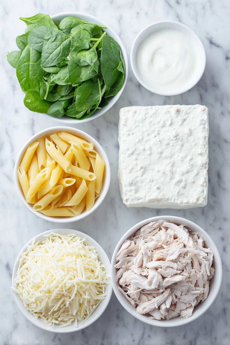 Cheesy Spinach Chicken Pasta Bake Recipe - Ingredients