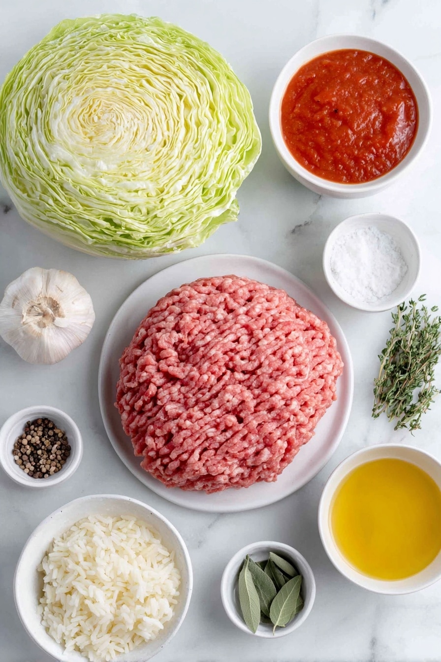 Baked Cabbage Rolls with Meat and Rice Recipe - Ingredients