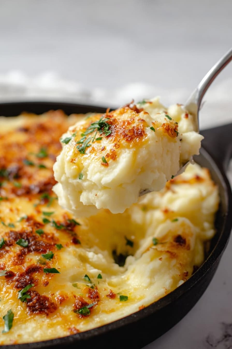 Cheesy Mashed Potatoes with Cream Cheese Recipe - Serving