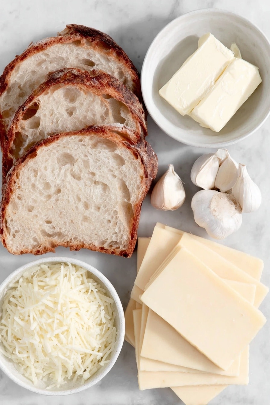 4 Cheese Garlic Grilled Cheese Sandwich Recipe - Ingredients
