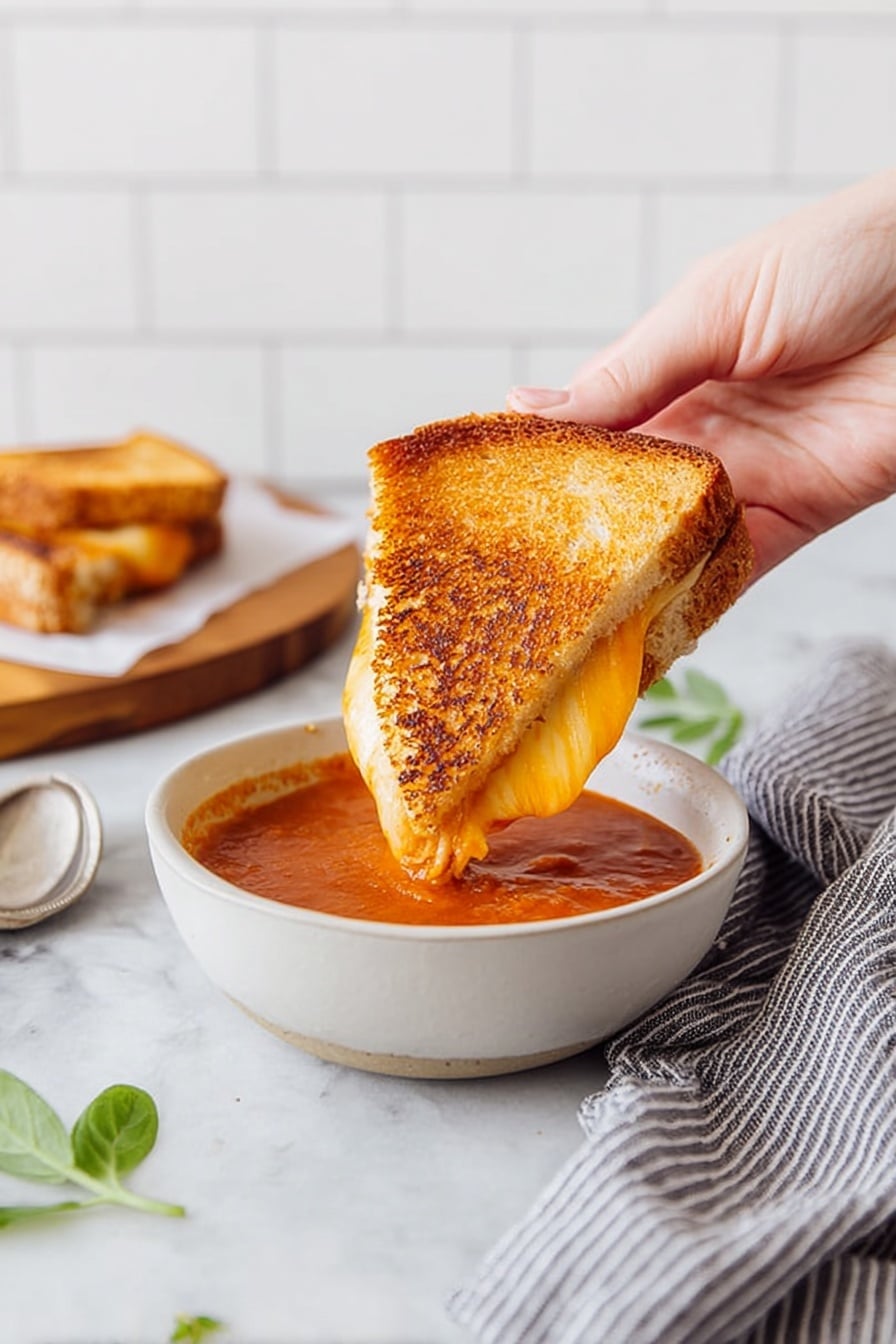 4 Cheese Garlic Grilled Cheese Sandwich Recipe - Serving