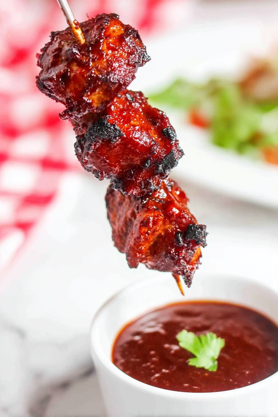 Air Fryer BBQ Chicken Skewers Recipe - Serving