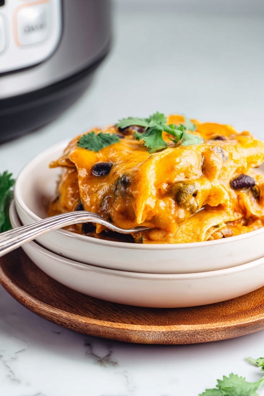 Crockpot Chicken Enchilada Casserole Recipe - Serving