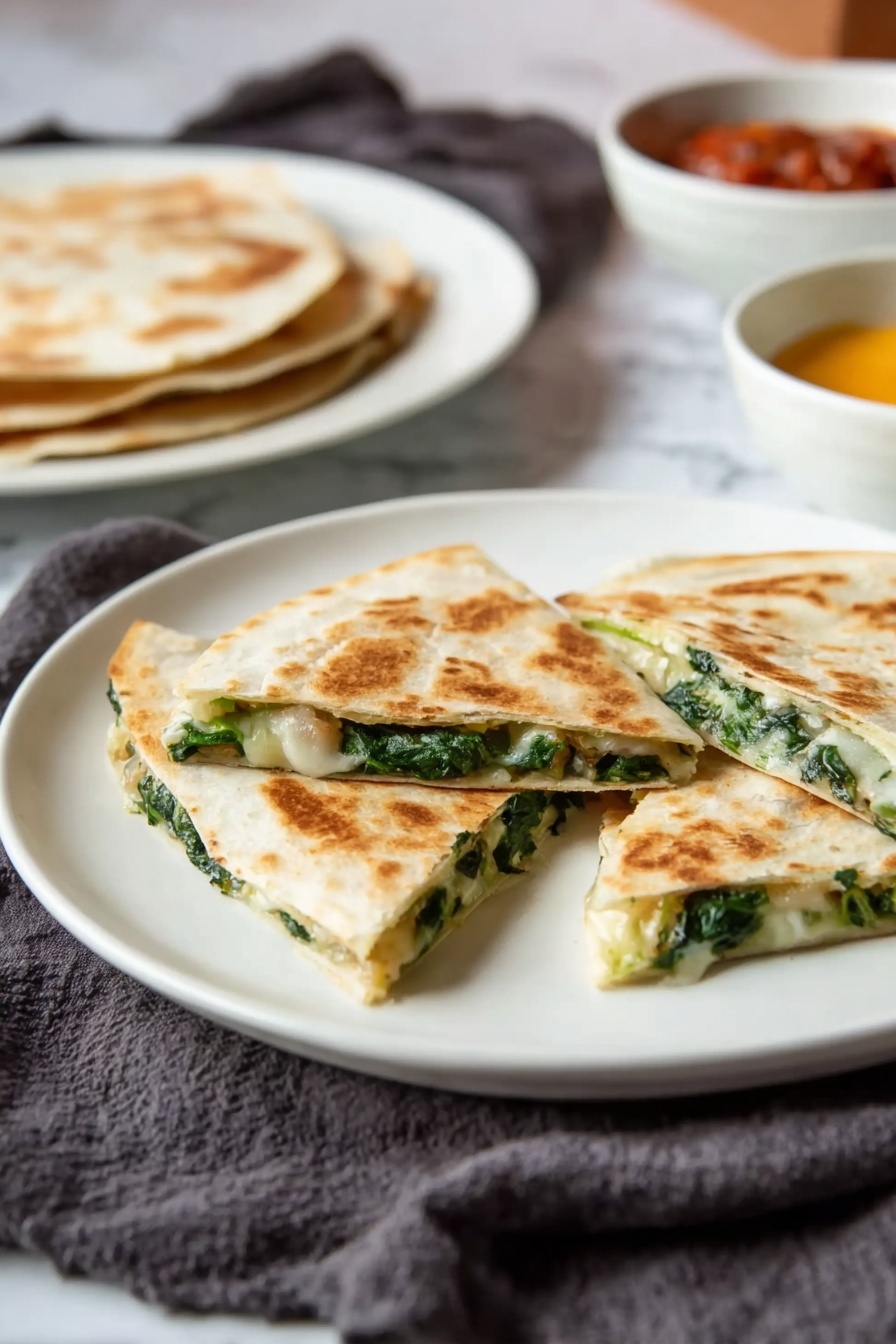 Mushroom Spinach Quesadillas Recipe - Serving