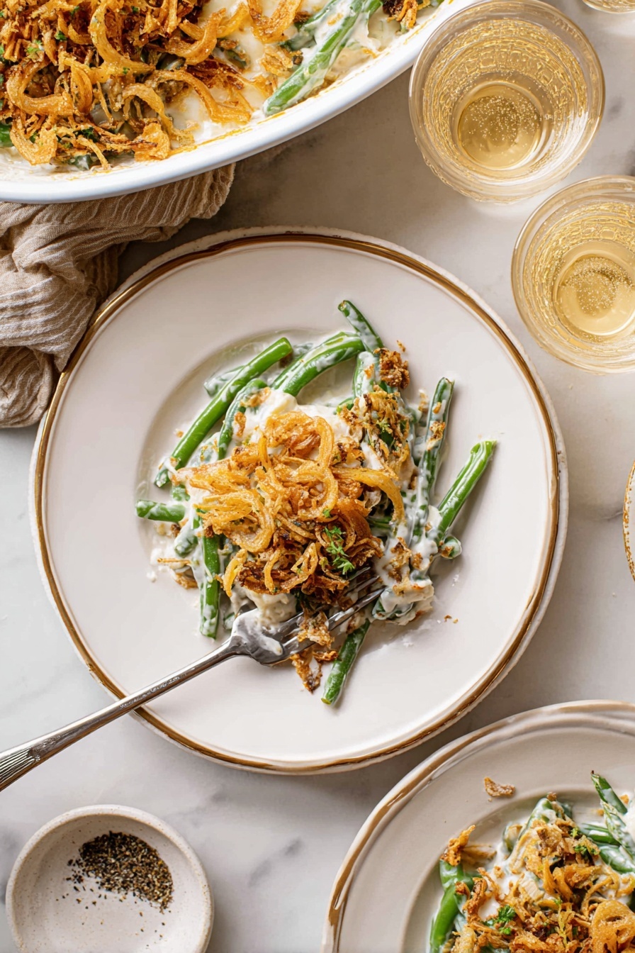 Healthy Green Bean Casserole with Crispy Onions Recipe - Serving