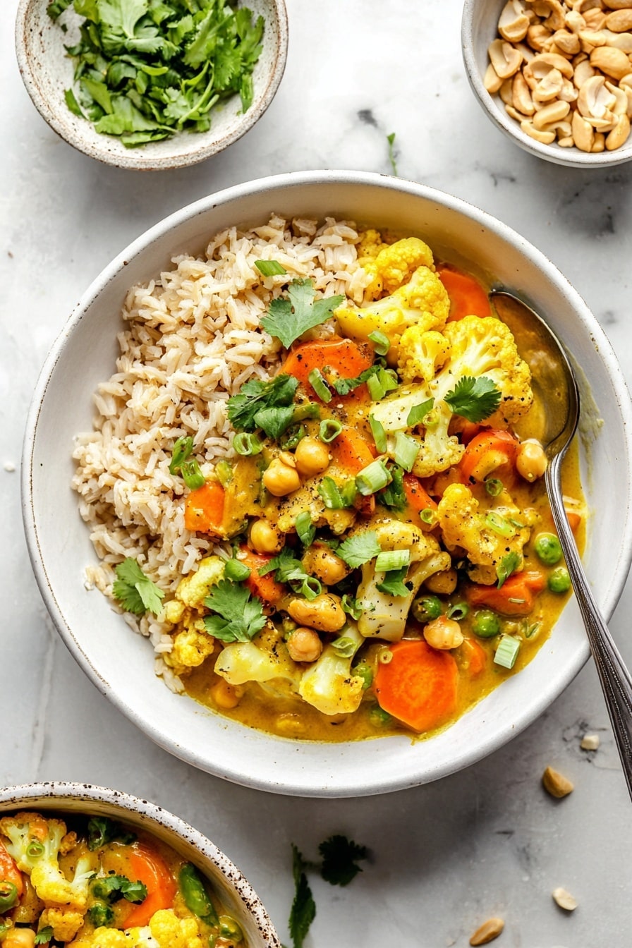 Thai Coconut Cauliflower Chickpea Curry Recipe - Serving