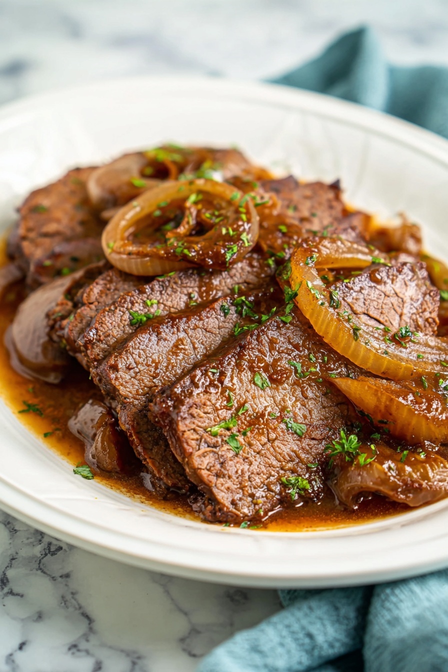 Slow Cooker Brisket with BBQ Sauce Recipe - Serving