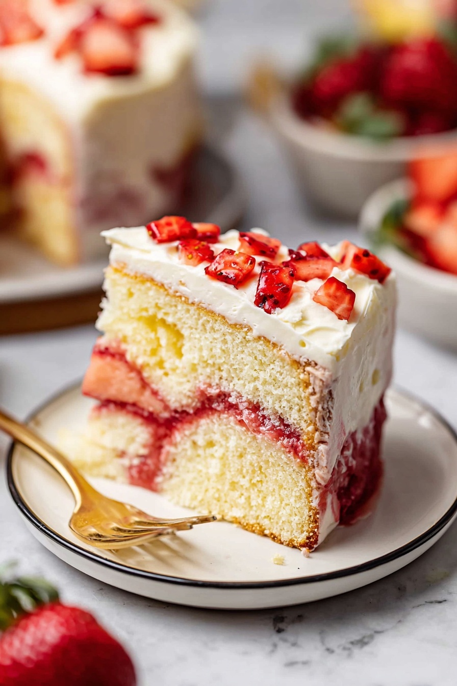 Strawberry Lemonade Poke Cake Recipe - Serving