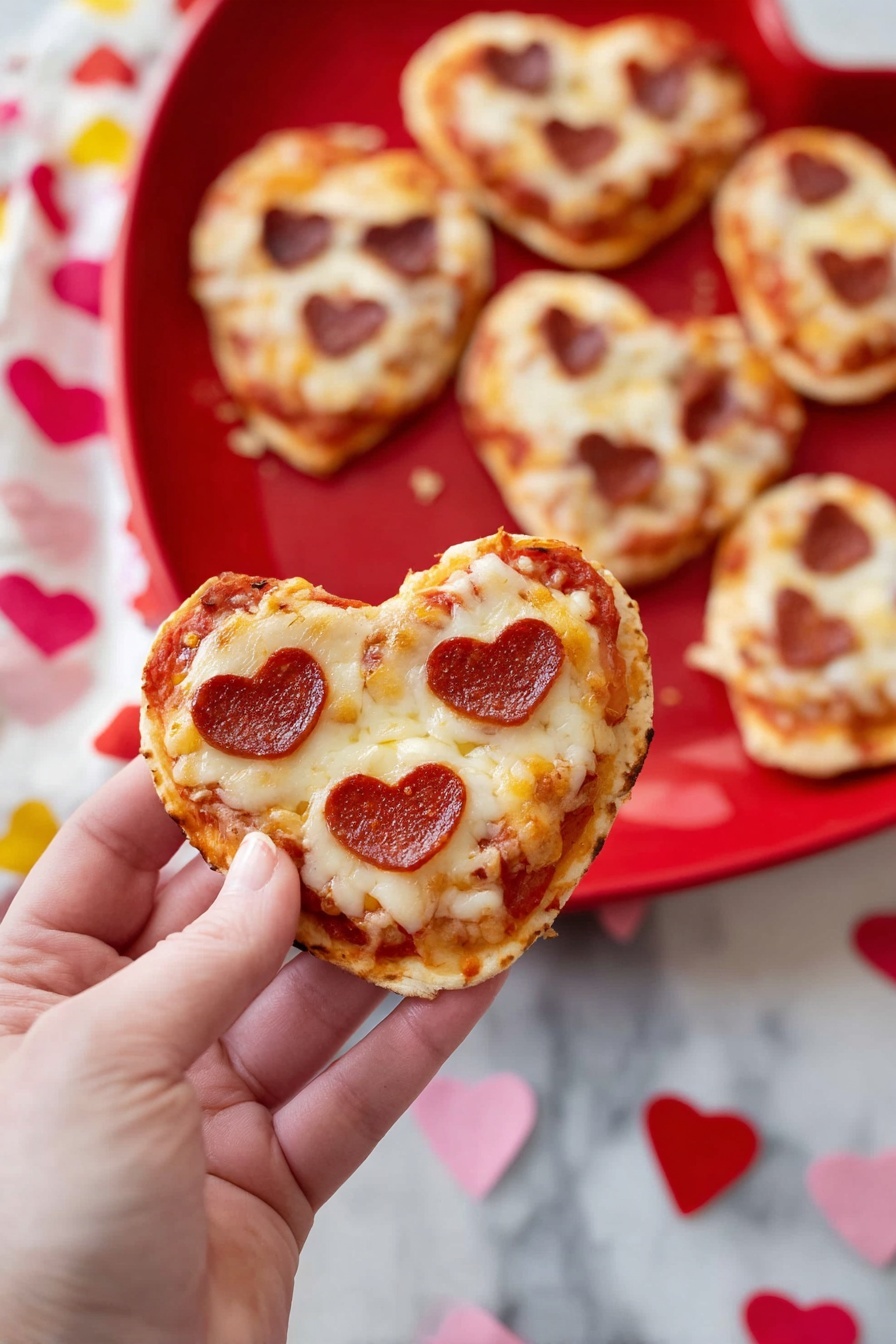 Heart-Shaped Mini Pepperoni Pizza Recipe - Serving