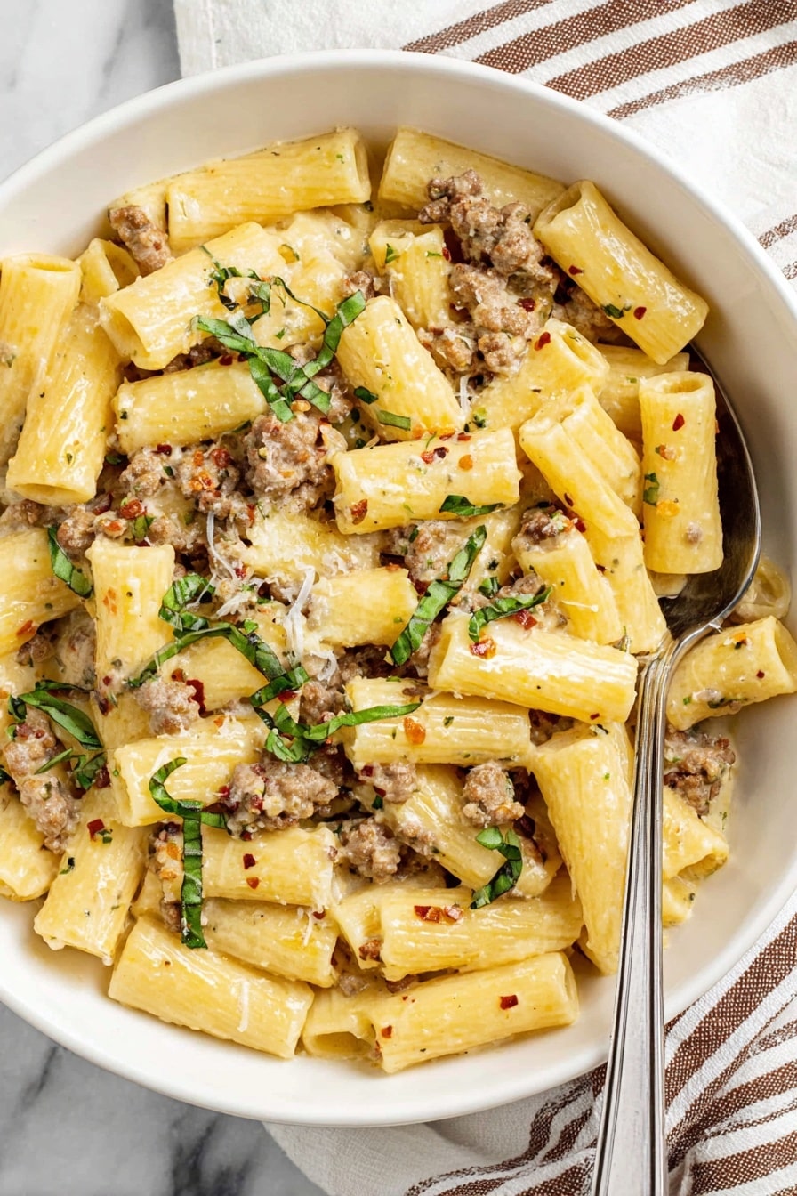 Creamy Italian Sausage Pasta Recipe - Serving