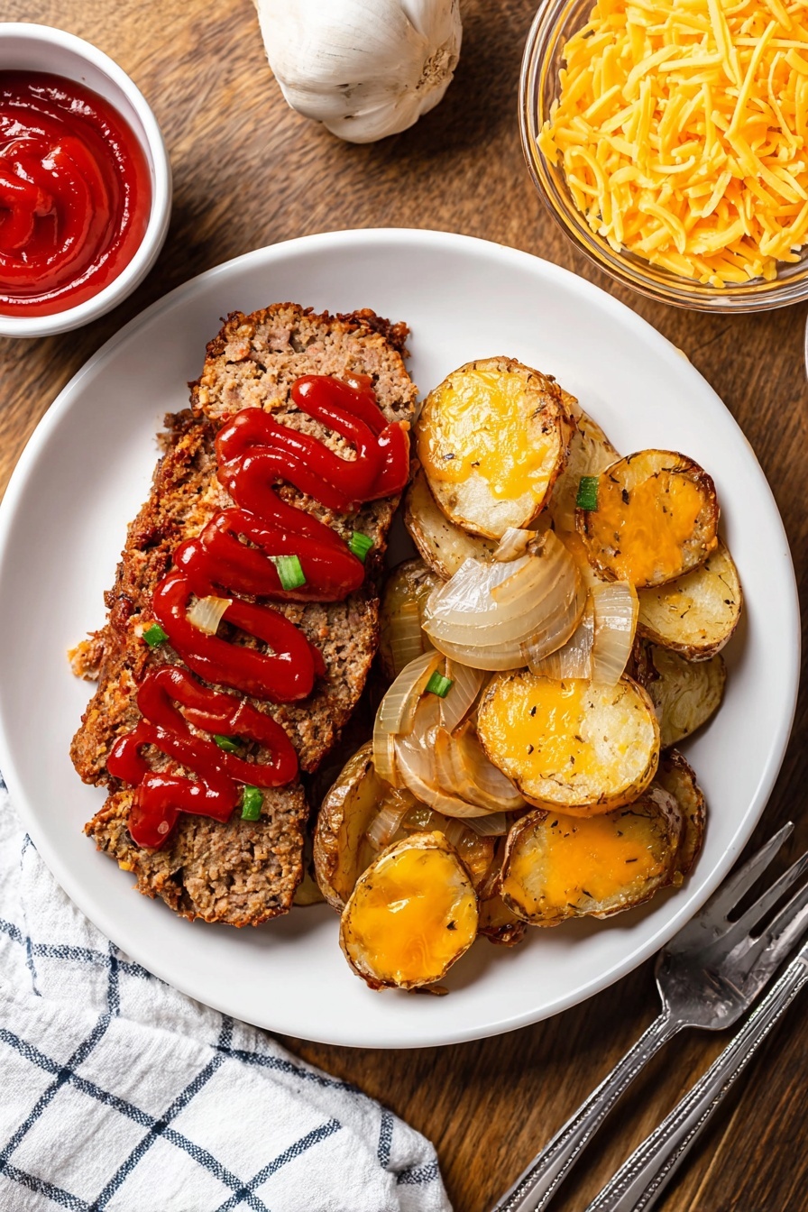 Slow Cooker Meatloaf with Cheesy Potatoes Recipe - Serving