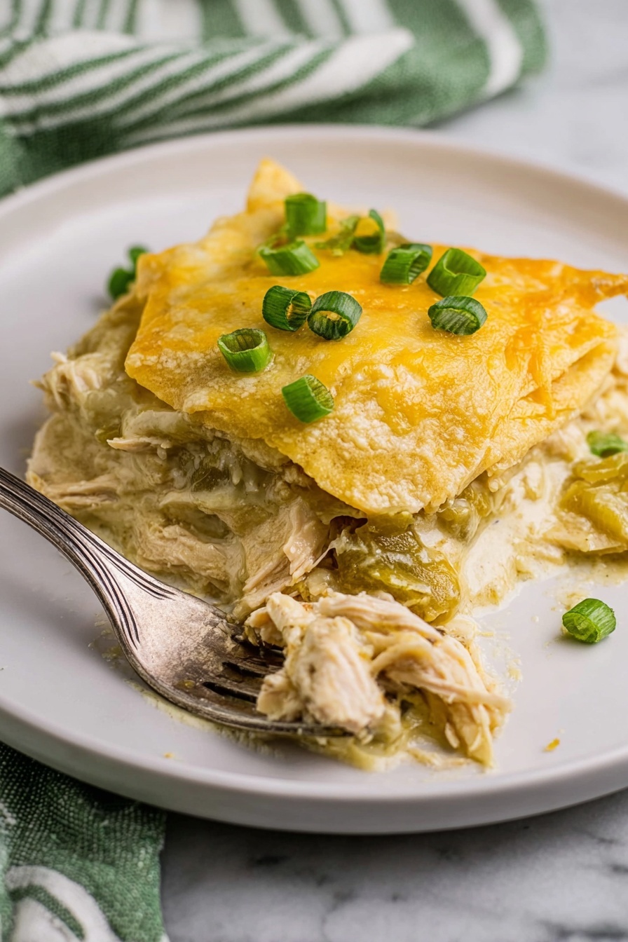 Slow Cooker Green Chicken Enchilada Casserole Recipe - Serving