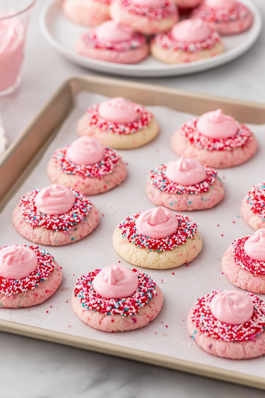 Strawberry Kiss Cookies with Funfetti Dough Recipe - Serving