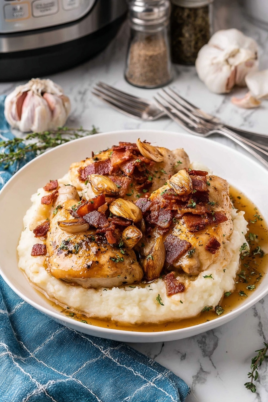 Garlic Chicken Thighs with Bacon Recipe - Serving
