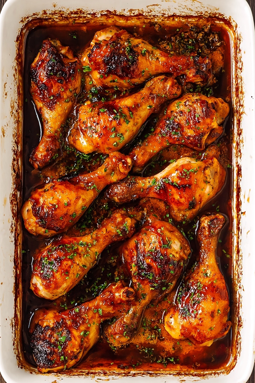 A white bowl filled with a bed of white rice showing soft, separate grains, topped with two shiny, golden-brown roasted chicken drumsticks. The chicken pieces have a slightly crispy skin with small charred spots and are sprinkled with fresh, chopped green herbs. At the back of the bowl, there is a silver fork resting lightly on the rice. The bowl is placed on a white marbled surface. Photo taken with an iphone --ar 2:3 --v 7 - Honey Soy Chicken Drumsticks, easy chicken dinner, flavorful chicken recipes, baked chicken drumsticks, quick family-friendly dinners